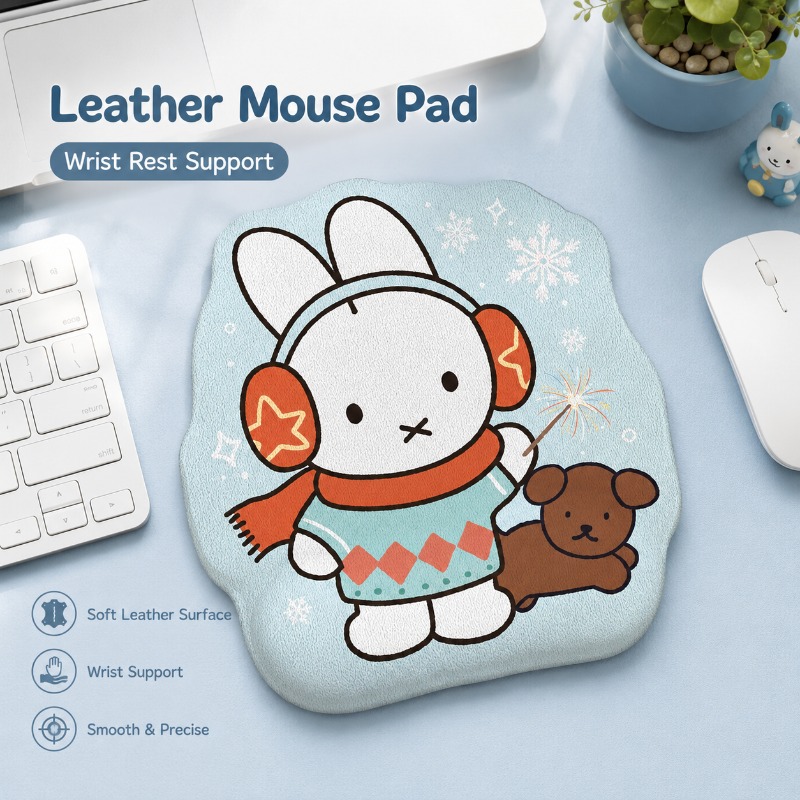 Desk Setup Accessories - Anime Miffy Deri Mouse Pad, Bilek
