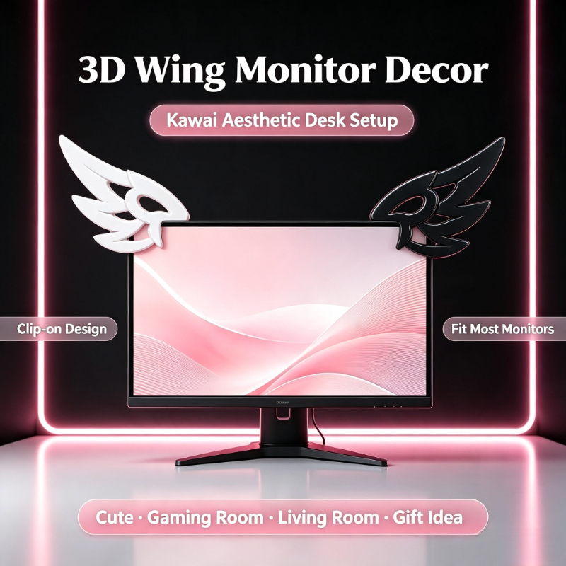 Desk Setup Pegboard - Bilgisayar Monitörü için Kawaii 3D Kanat