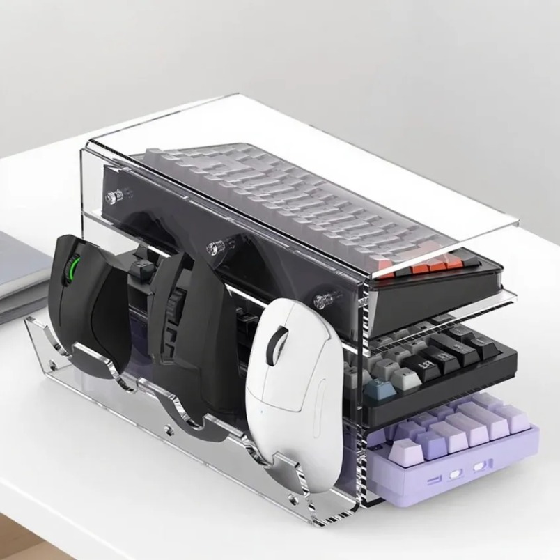 Desk Setup Pegboard - Klavye Standı 3 Katmanlı Akrilik Depolama