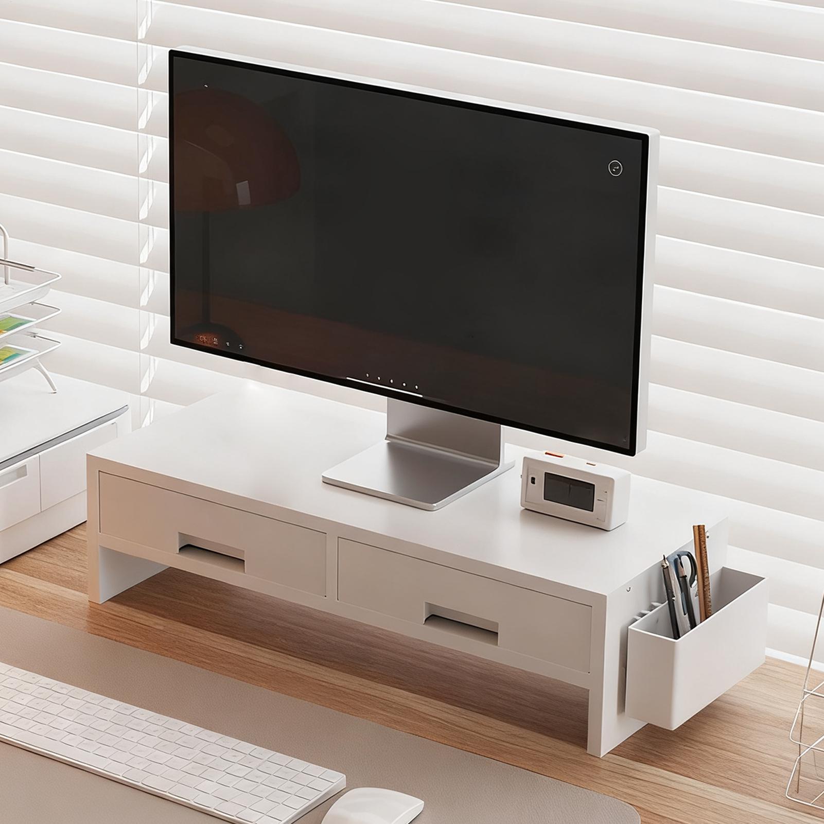 Desk Setup Home Office - Masa Monitörü Standı Yükseltici Çift Çekmeceli