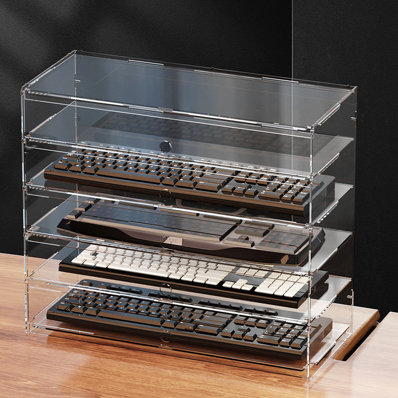 Desk Setup Pegboard - Premium Şeffaf Akrilik Toz Geçirmez Vitrin