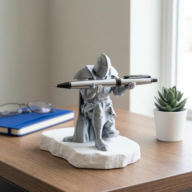 Desk Setup Home Office - Şövalye kalemlik reçine ortaçağ zırh masa
