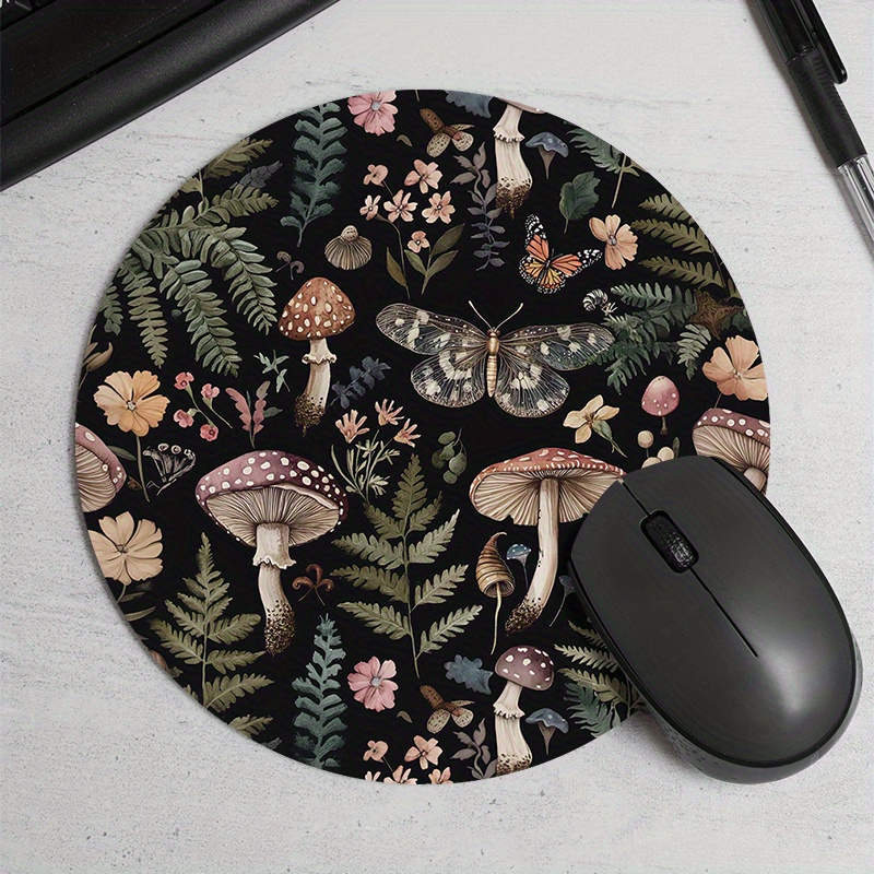 Desk Setup Pegboard - Yuvarlak Orman Bitki Mouse Pad Kauçuk