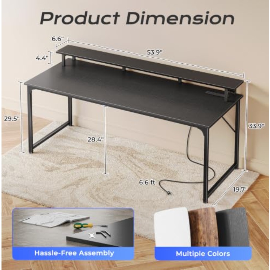 LED Aydınlatmalı ve Dahili Pri - Desk Setup Black And Wood incelemesi ve fiyatı