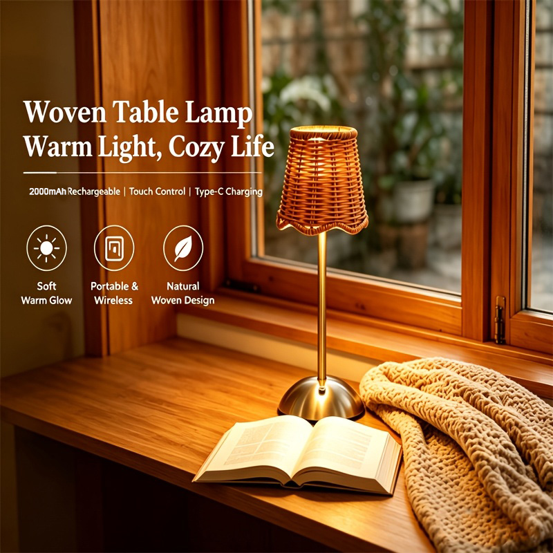Bohem Dokuma Rattan Sanat Masa - Led Desk Light Usb incelemesi ve fiyatı