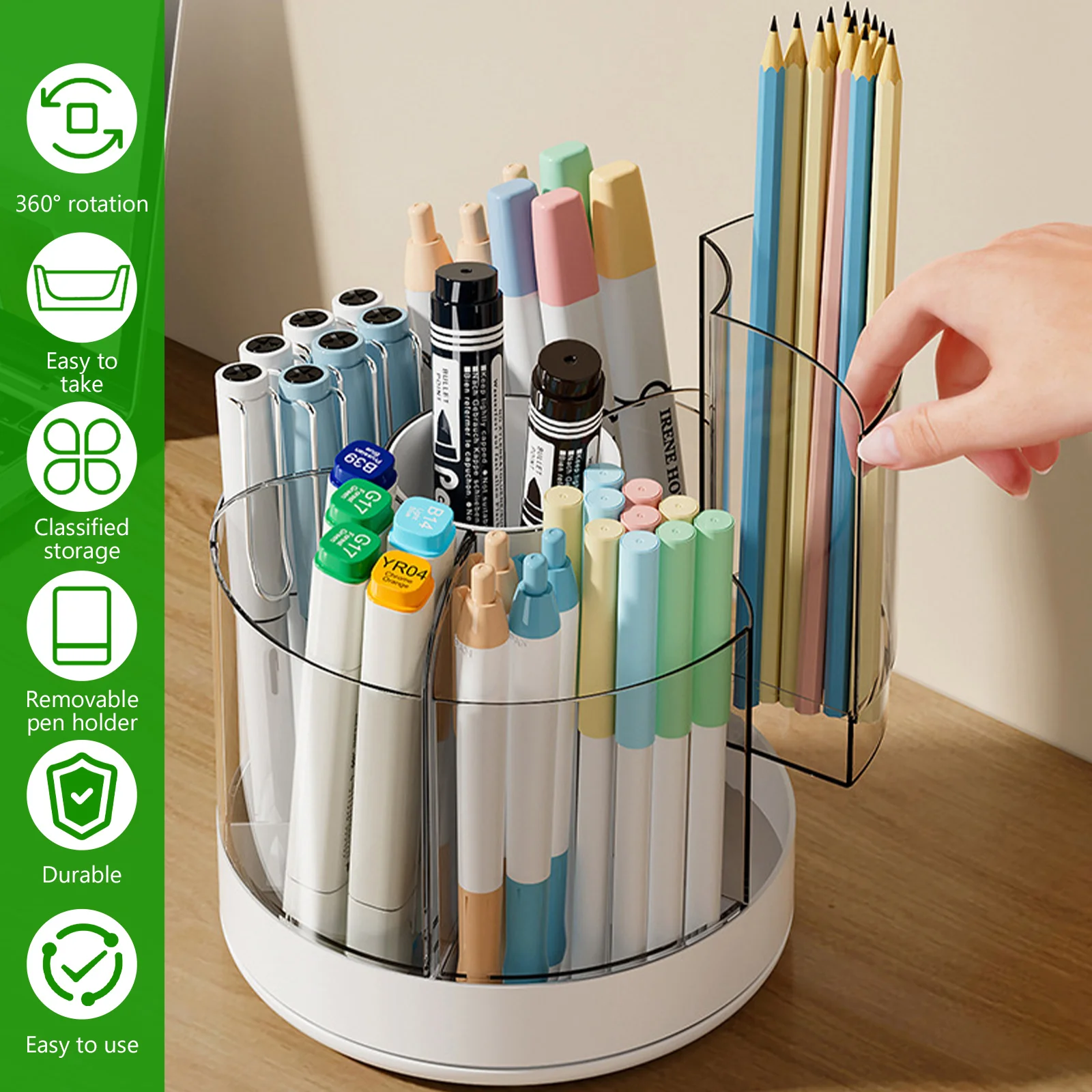 360 °   Dönen Kalem Organizatö - Desk Setup Accessories Aesthetic incelemesi ve fiyatı