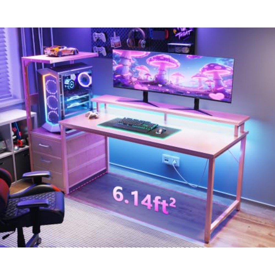 Oyun Masası, PC Kurulumu için  - Desk Setup Black And Wood incelemesi ve fiyatı