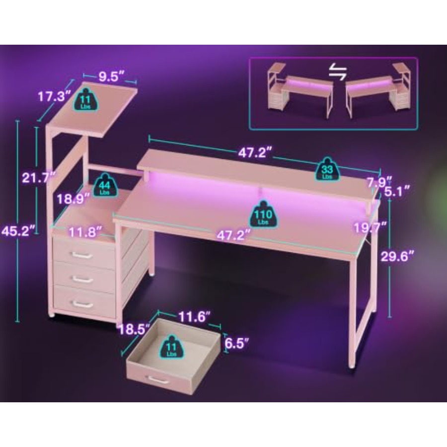 Oyun Masası, PC Kurulumu için  - Desk Setup Black And Wood incelemesi ve fiyatı