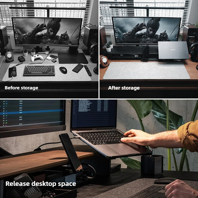 Modüler Monitör Yükseltici Sta - Desk Setup Black And Wood incelemesi ve fiyatı